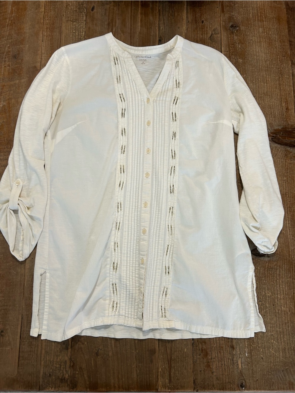 Coldwater Creek Top Tunic Boho Soft Cotton Ivory Shirt Casual Medium - Picture 2 of 7